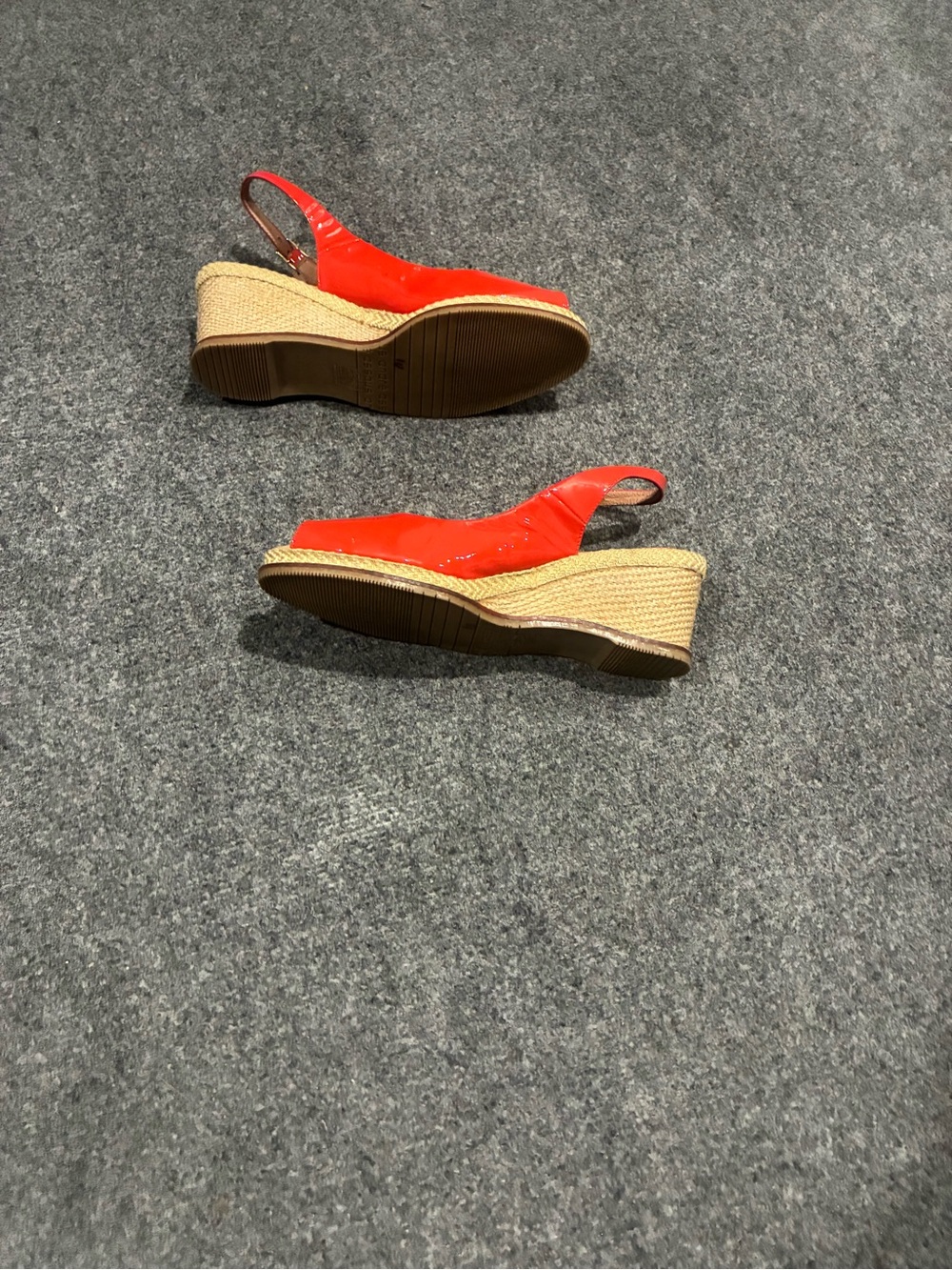 Andre Assous Women’s  Orange Patent Espadrille Wedge Slingback